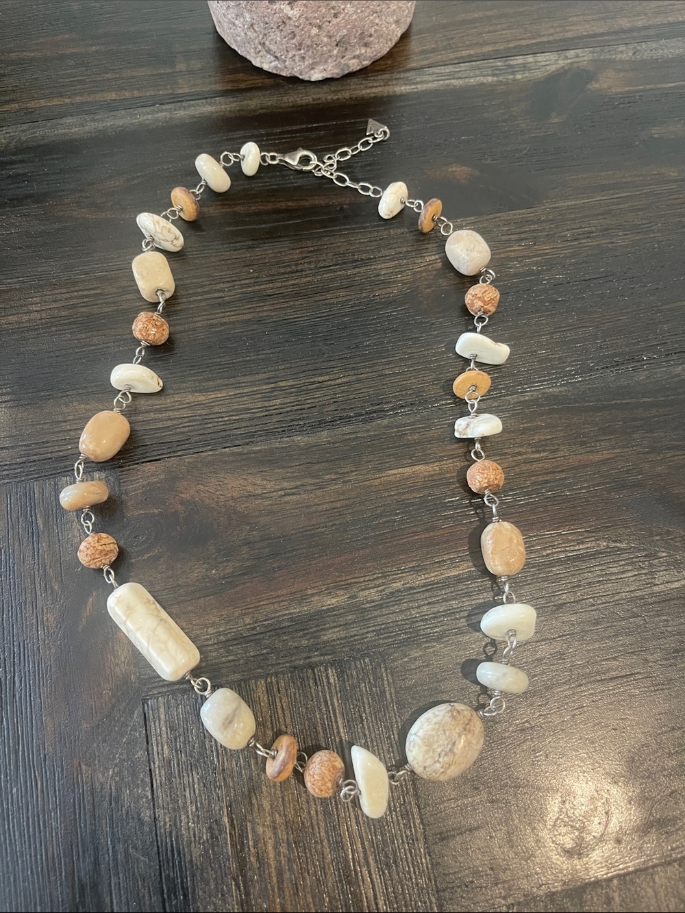 Silpada Natural Stone Beaded Necklace - Cream & Tan